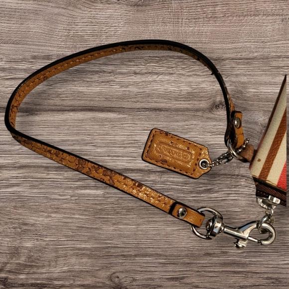 Coach Striped Wristlet In Bright Pink, Orange, and Red - Picture 5 of 7